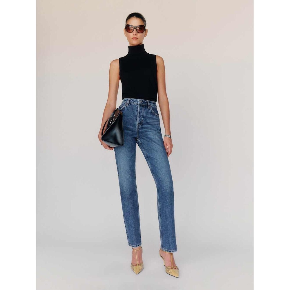Reformation Cynthia High Rise Straight Jeans Women 29 Blue Colorado Wash Denim